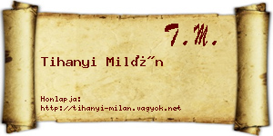 Tihanyi Milán névjegykártya